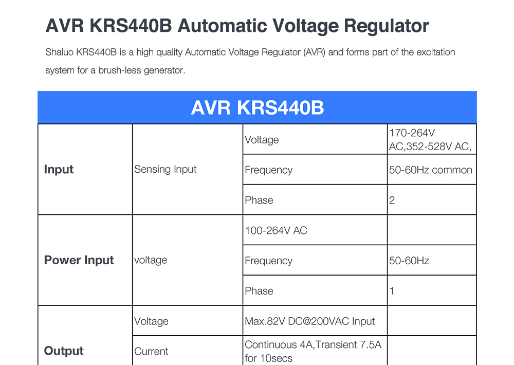 KRS440B Alternator Avr Three phase Diesel Generator Set electronic board automatic voltage stabilizer circuit diagram