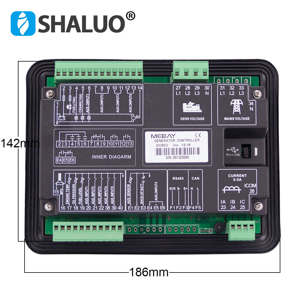 Generator Parts & Accessories Electronic Cuircuit Board Panel Terminal Box LCD Generator Remote Smart Control Panel DC60D