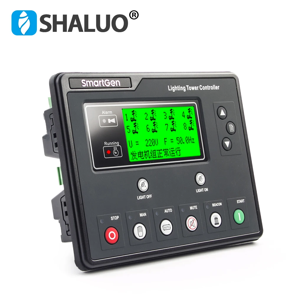 Smartgen ALC704 ALC708 Single Light Tower Controller Timing Remote Start Stop Monitor Control Panel For AC DC light tower Genset