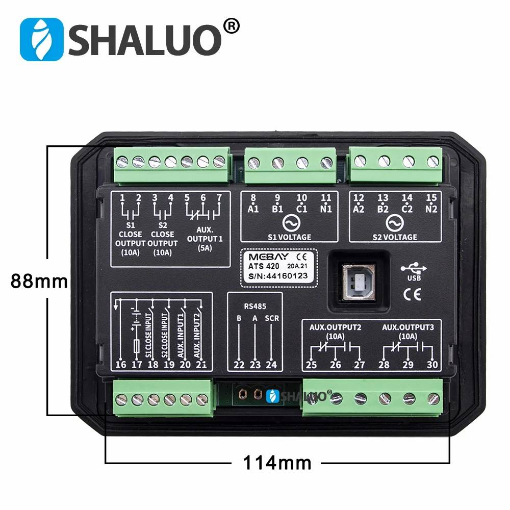 ATS420 ATS420R Mebay Generator ATS Controller Dual Power Switch Control Module LCD Intelligent Programmable Panel DC Supply