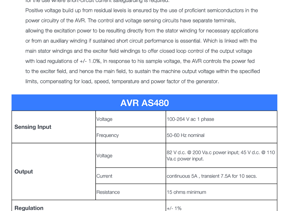 AS480 Automatic Voltage Regulator for diesel brushless Generator